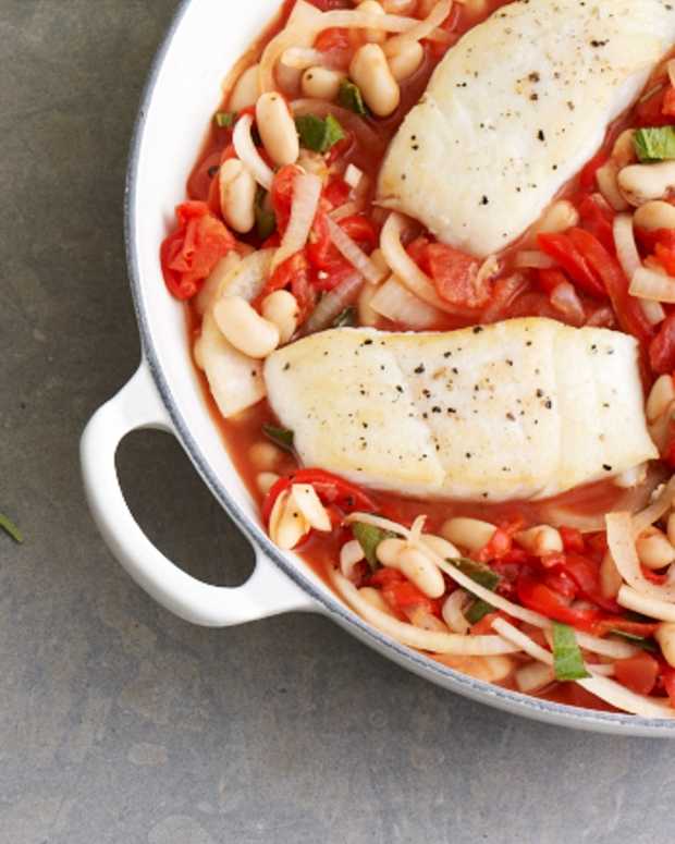 Halibut in Artichoke and Tomato Sauce Jamie Geller