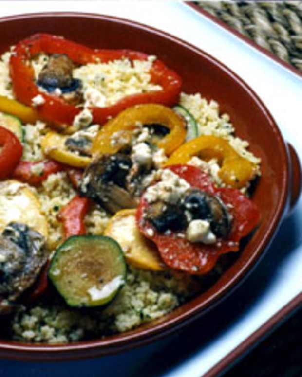 Mediterranean Salad with Roasted Vegetables and Whole Wheat Couscous
