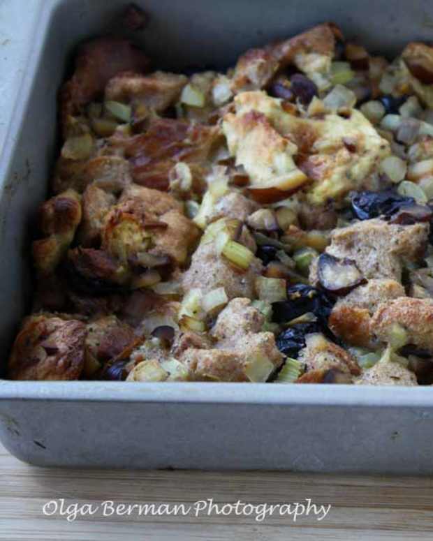 Whole Wheat Challah Stuffing with Dried Cranberries and Sage Jamie Geller