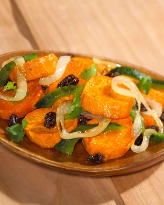 Chile Rellenos with California Raisins, Cheese, Pecans and Guajillo