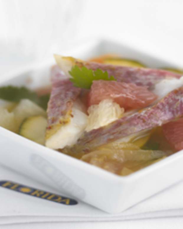 Grapefruit Sea Bass with Cabbage and Basil Salad Jamie Geller