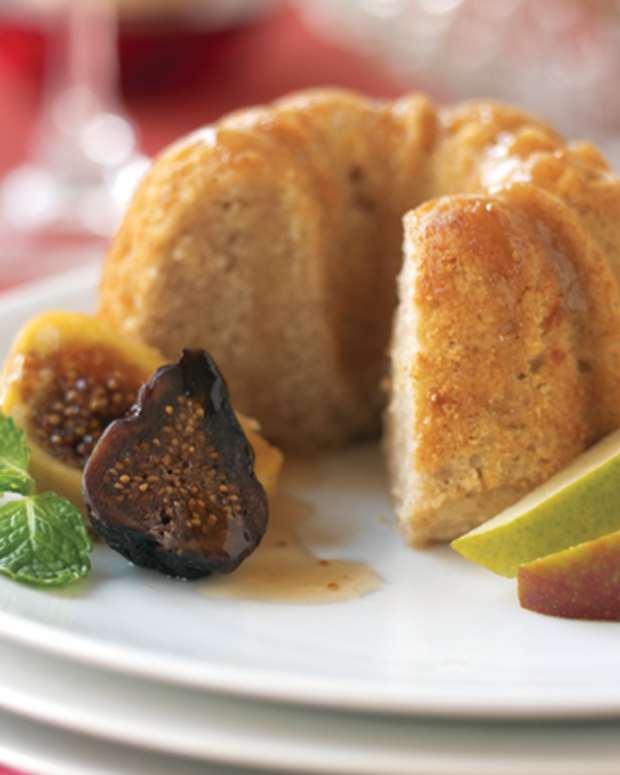 Pear Applesauce Cake with Pomegranate Glaze Jamie Geller