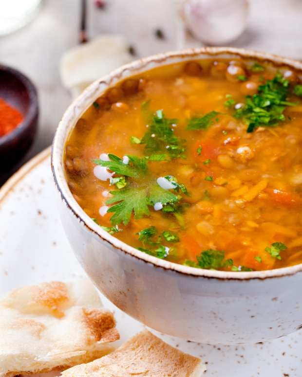 Spiced Chicken & Lentil Soup with Garlic Toast Jamie Geller