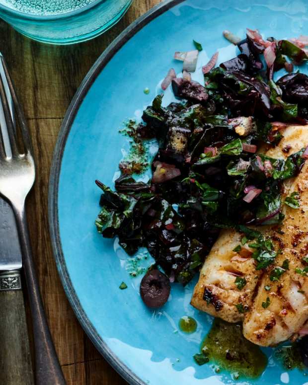 Halibut in Artichoke and Tomato Sauce Jamie Geller