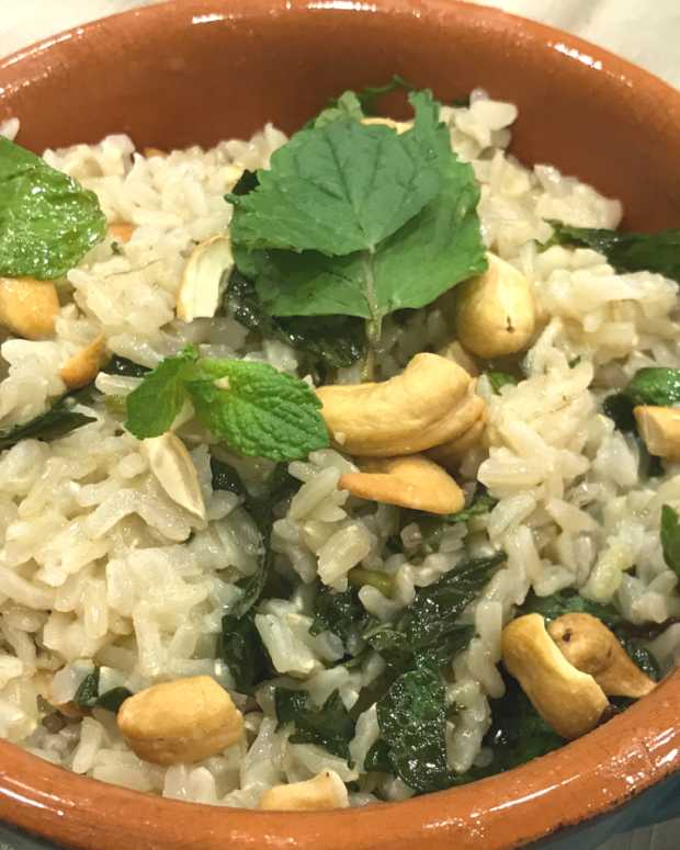 Spiced Brown Rice with Peas Jamie Geller