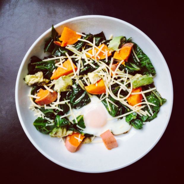 Sauteéd Garlic Mustard Greens with a Poached Egg Joy of Kosher