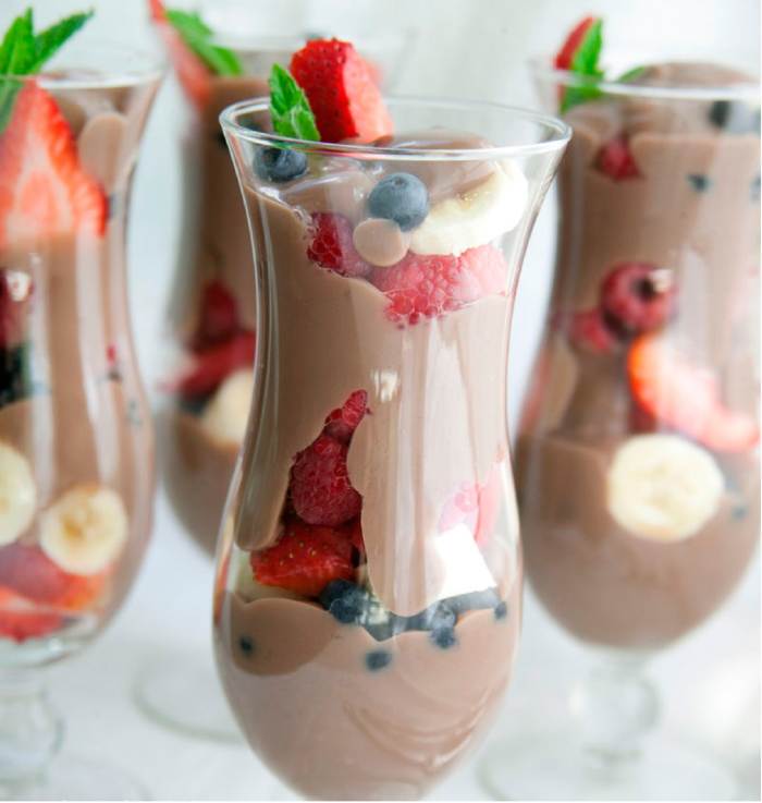 Chocolate Pudding Fruit Parfait Jamie Geller