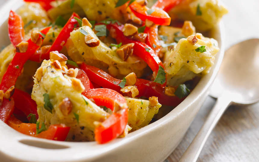 LemonHerb Artichoke Hearts with Almonds and Red Pepper Jamie Geller