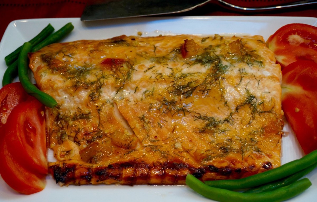 Roasted Salmon with Orange Marmalade, Mustard and Dill Jamie Geller
