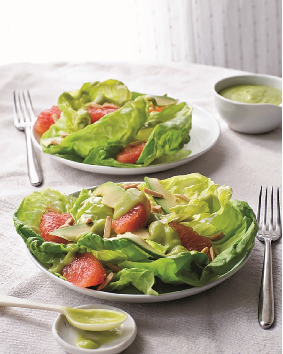 Bibb Lettuce with Grapefruit and Creamy Avocado Dressing Jamie Geller