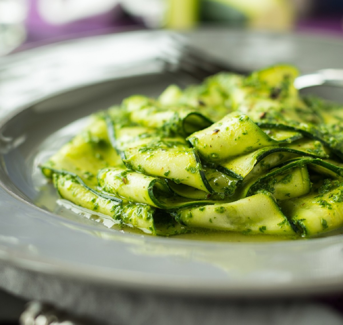 Zoodles with Pesto Jamie Geller