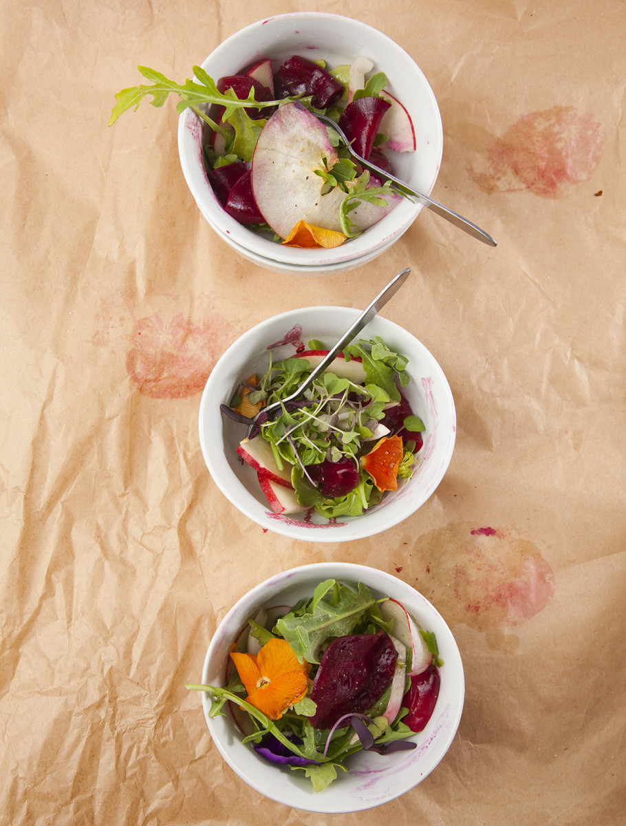 Apple, Fennel & Roasted Beets with Pomegranate Vinaigrette Jamie Geller