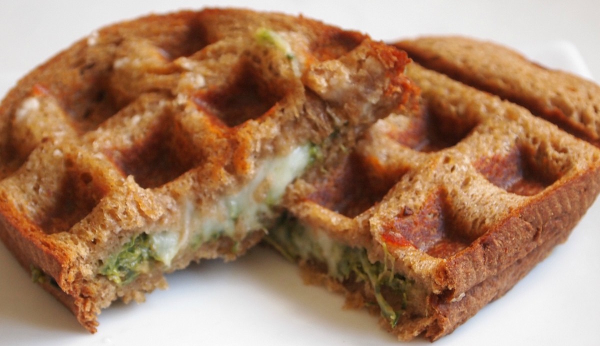 Pesto and Mozzarella Waffle Sandwich Jamie Geller