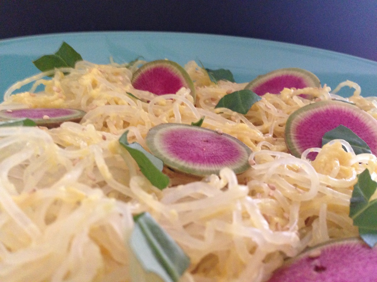 Kelp and Jicama Noodle Salad with TurmericTurnip Dressing Jamie Geller