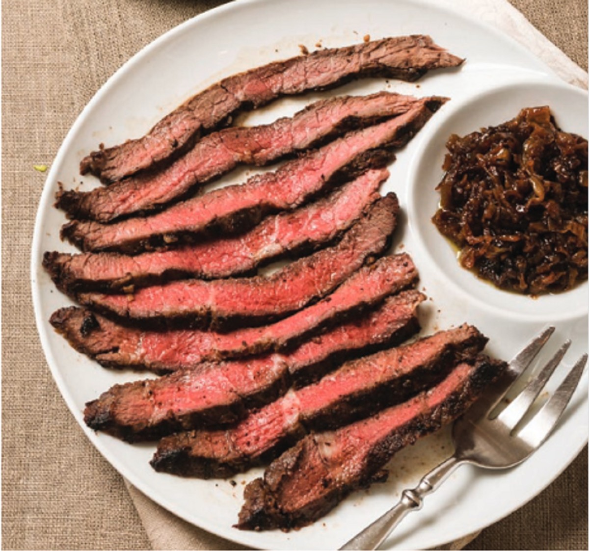 GarlicMarinated Steak with Onion Jam Jamie Geller