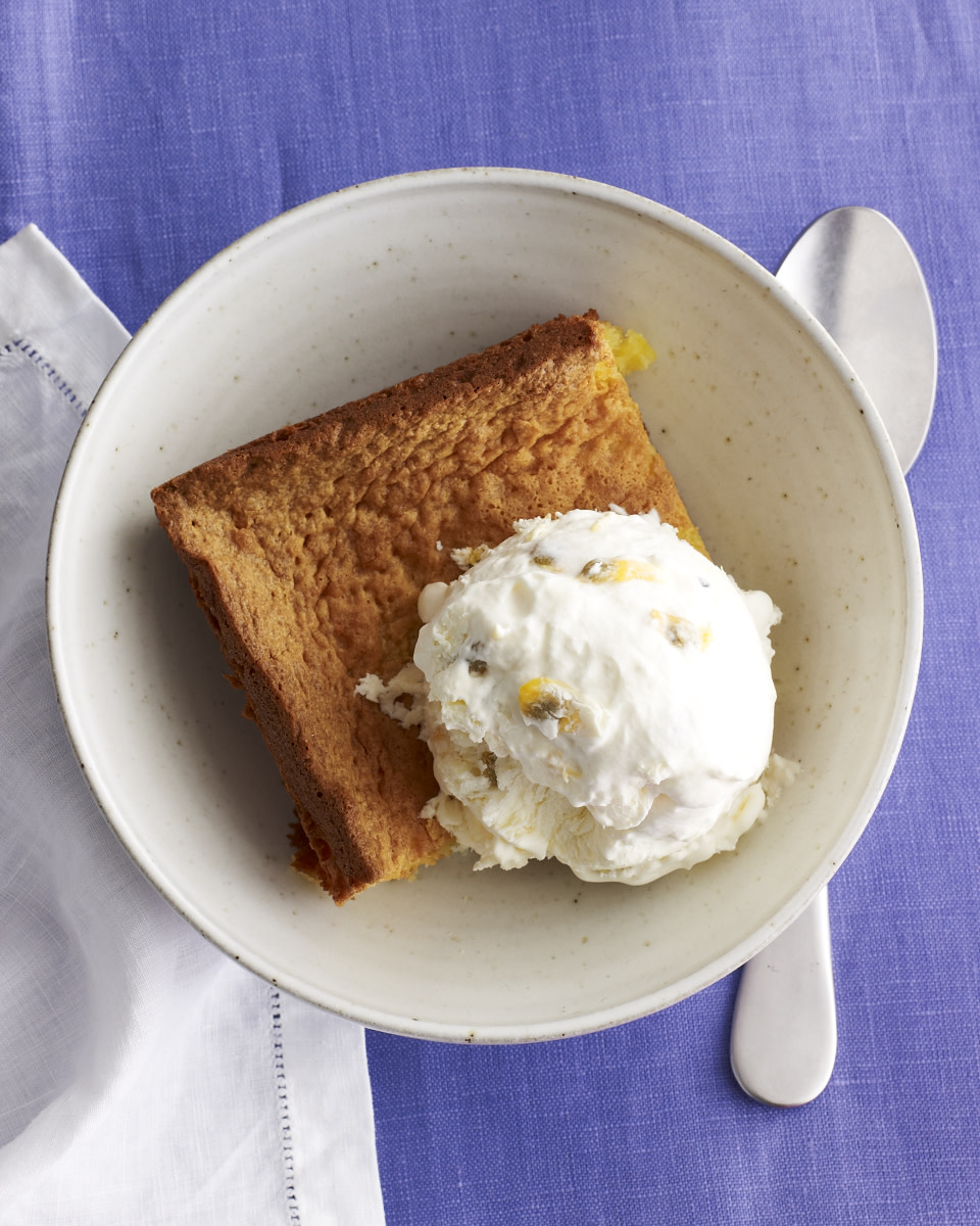 Flourless Pound Cake with Passion Fruit Ice Cream Jamie Geller