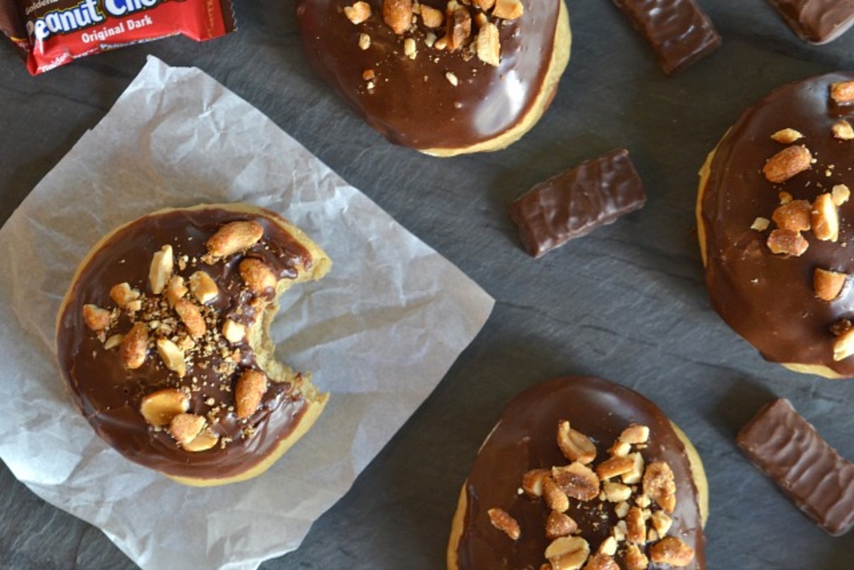 Baked Molasses Doughnuts with Peanut Chews Filling Jamie Geller