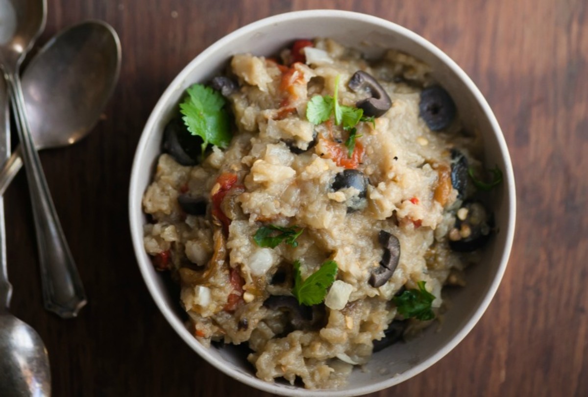 Grilled Eggplant and Roasted Pepper Salad with Preserved Lemon Jamie