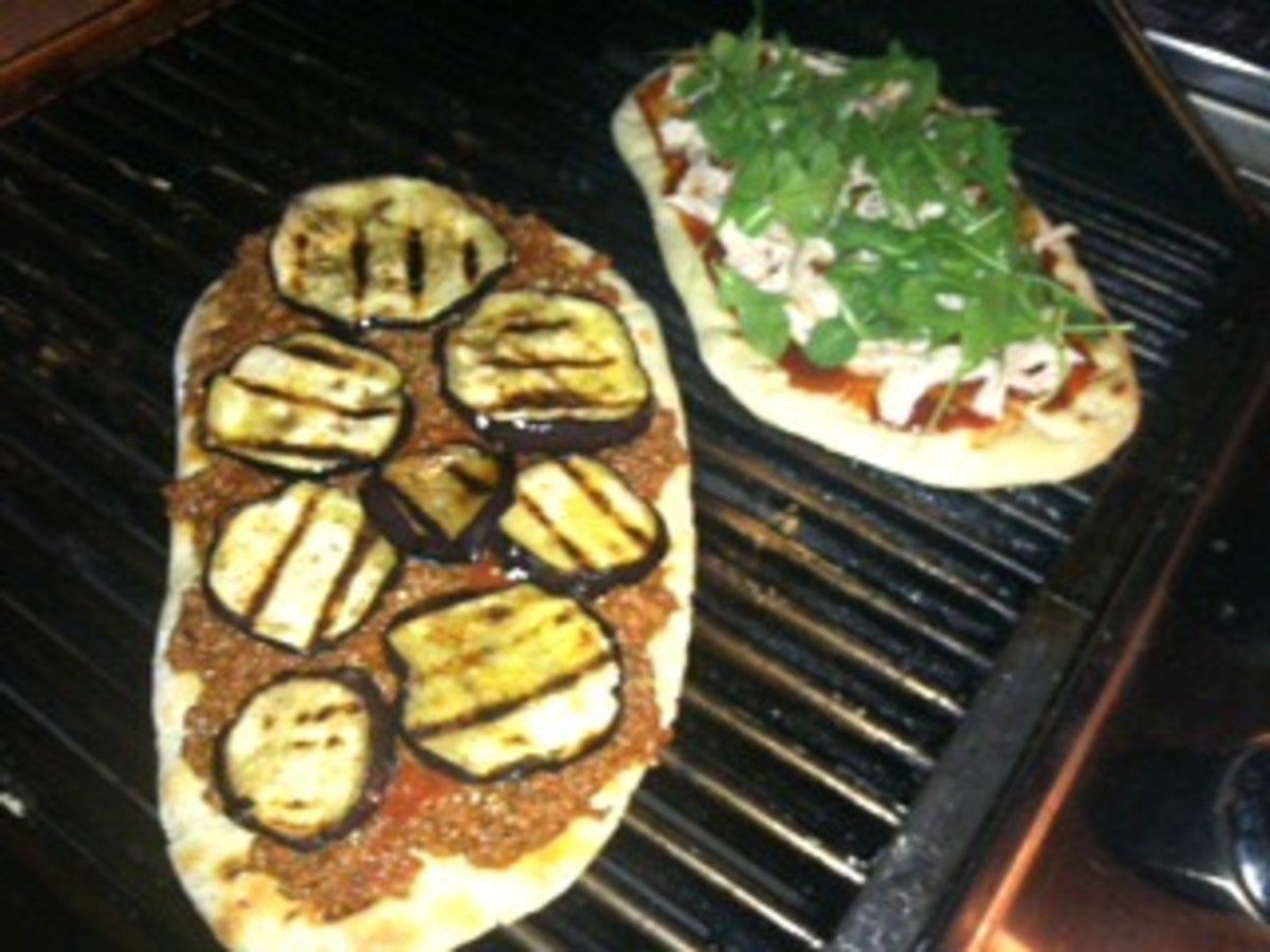Grilled Pizza with Chopped Meat and Eggplant Jamie Geller
