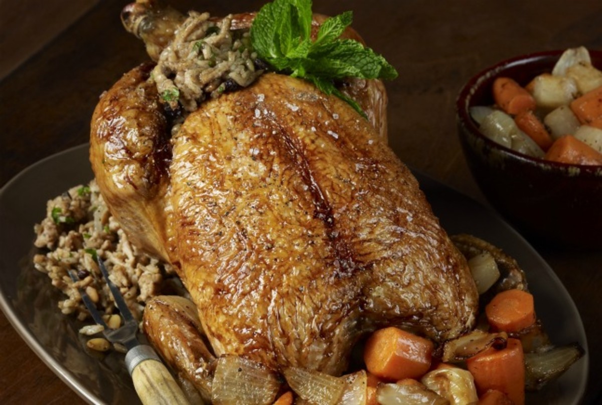 Middle Eastern Roasted Chicken with Rice, Currant, and 