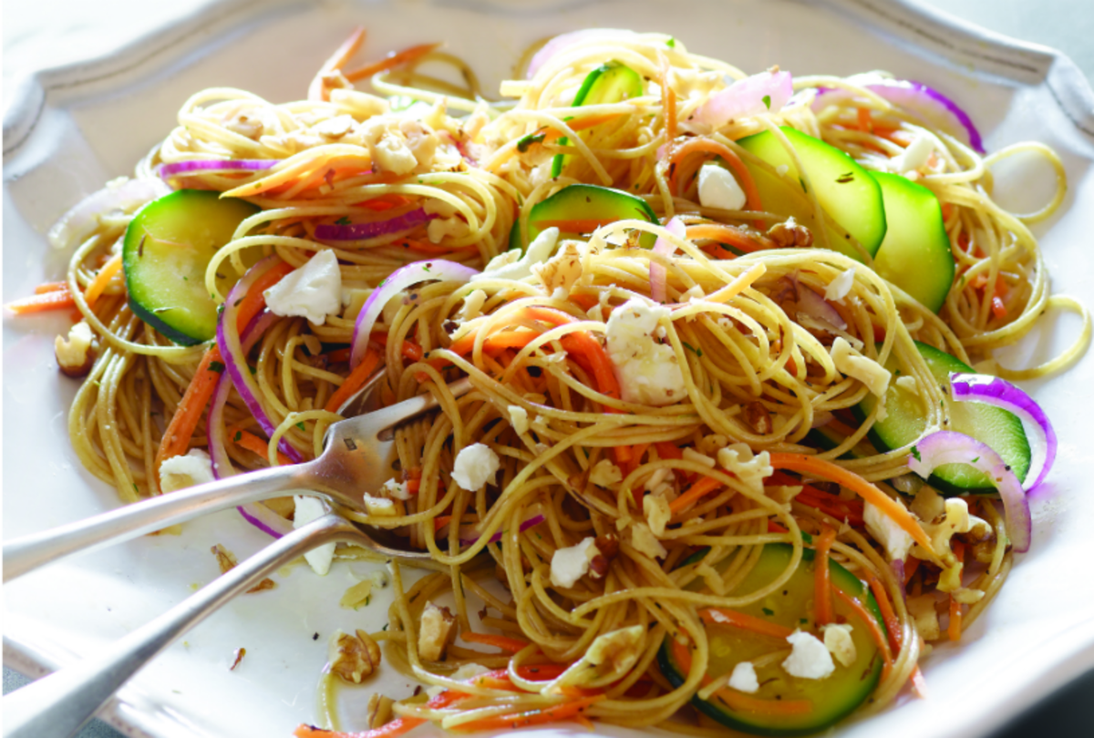 Whole Wheat Spaghetti and Goat Cheese Crumble Jamie Geller