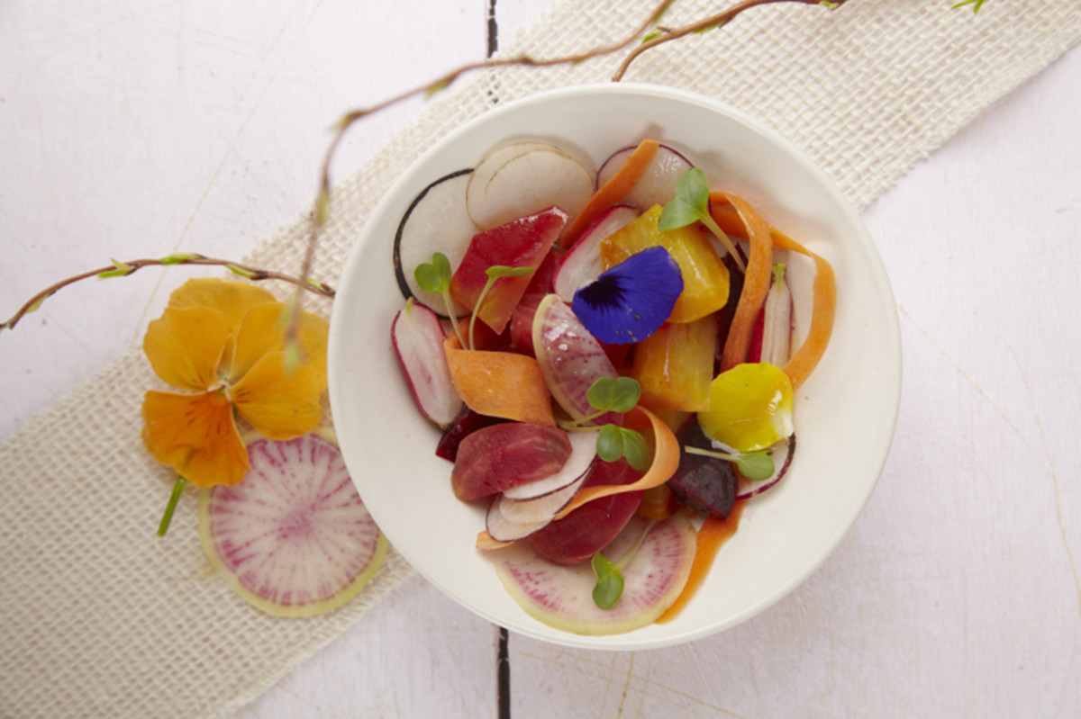 Bloomin Salad with Lavender Honey Vinaigrette Jamie Geller