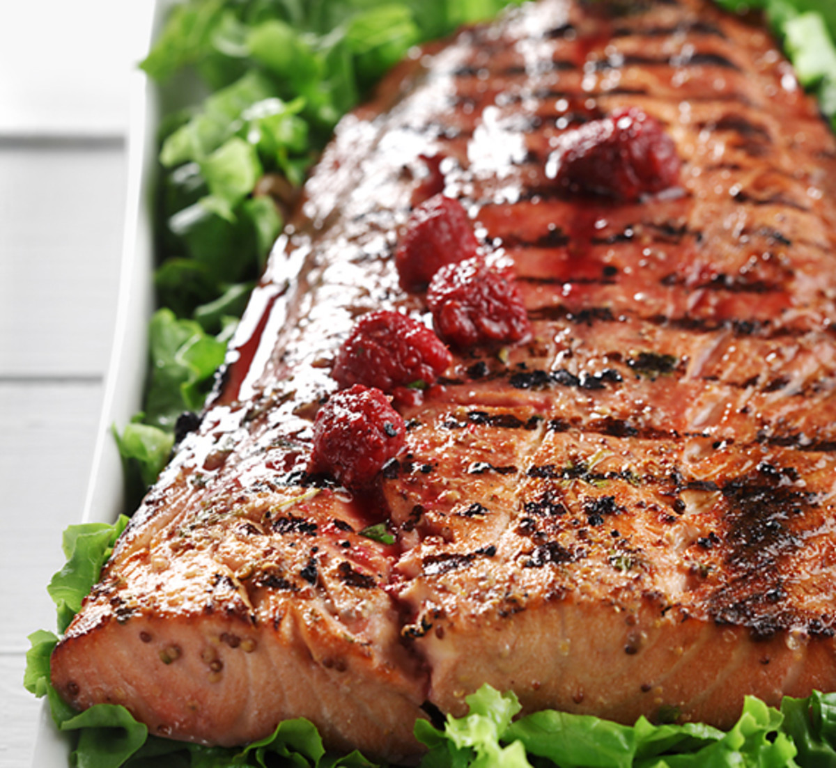 Grilled Salmon With DijonRaspberry Vinaigrette Jamie Geller