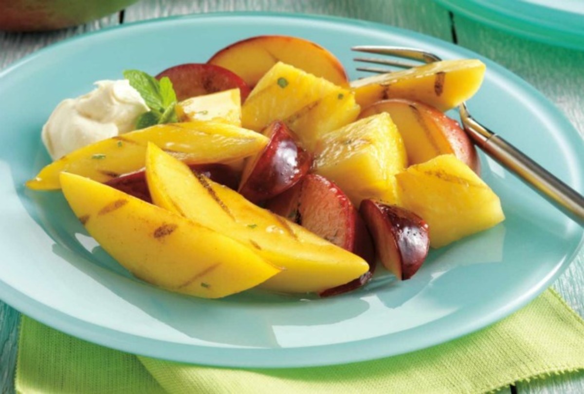 Honey Grilled Fruit with LimeMint Vinaigrette Jamie Geller