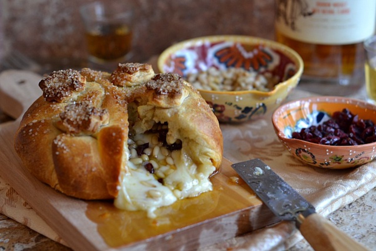 Bourbon Pine Nut Baked Camembert Jamie Geller
