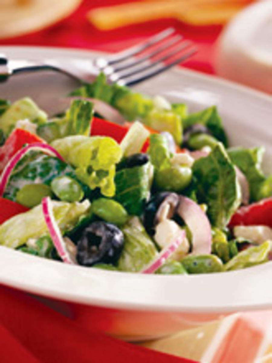 Greek Salad with Tangy Lemon Tofu Dressing Jamie Geller