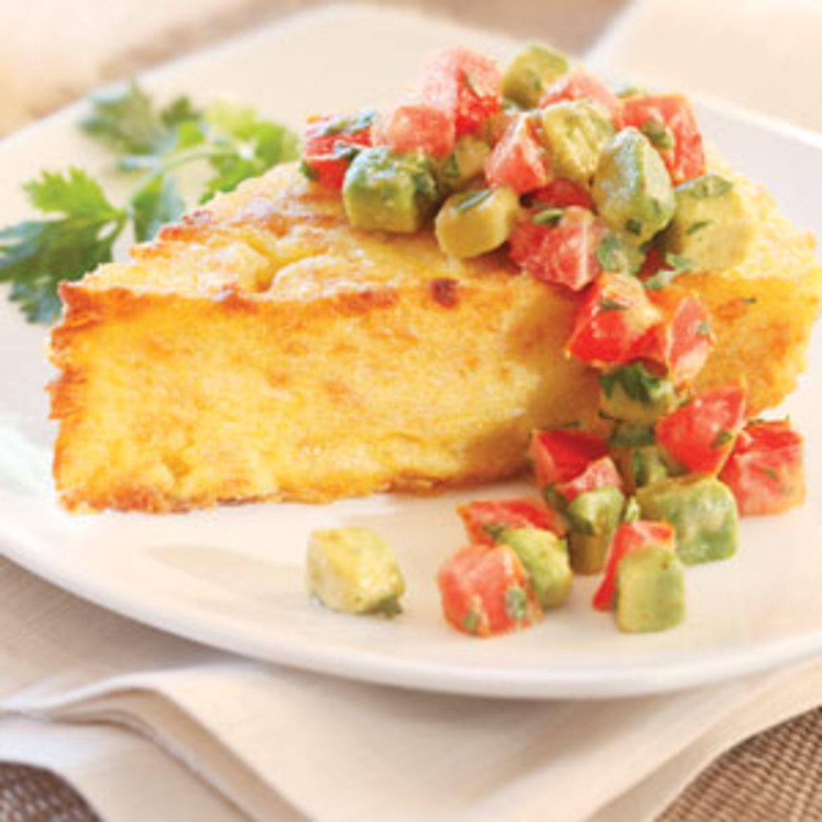 Onion Polenta with Spiced Tomato Avocado Salad Jamie Geller