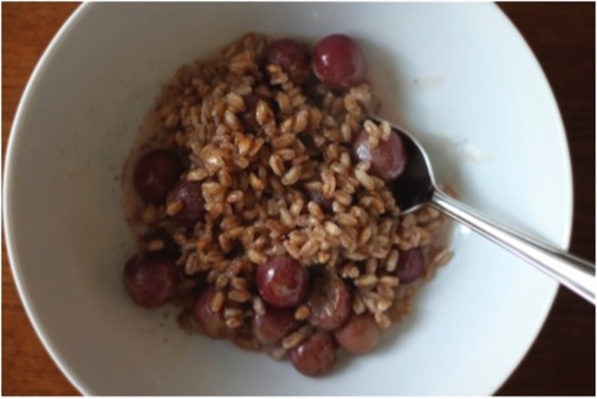 Roasted Grape Breakfast Farro Jamie Geller