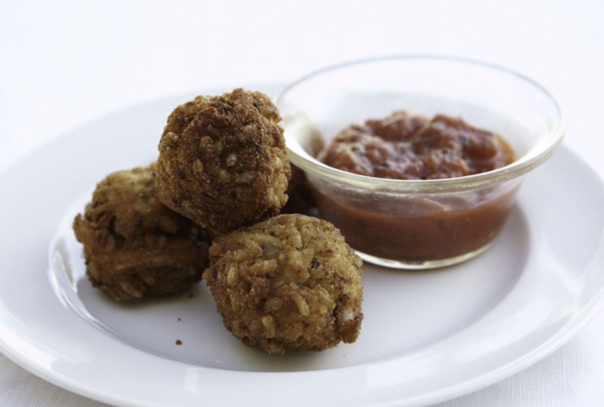 Fried Risotto Balls with Marinara Dipping Sauce Jamie Geller