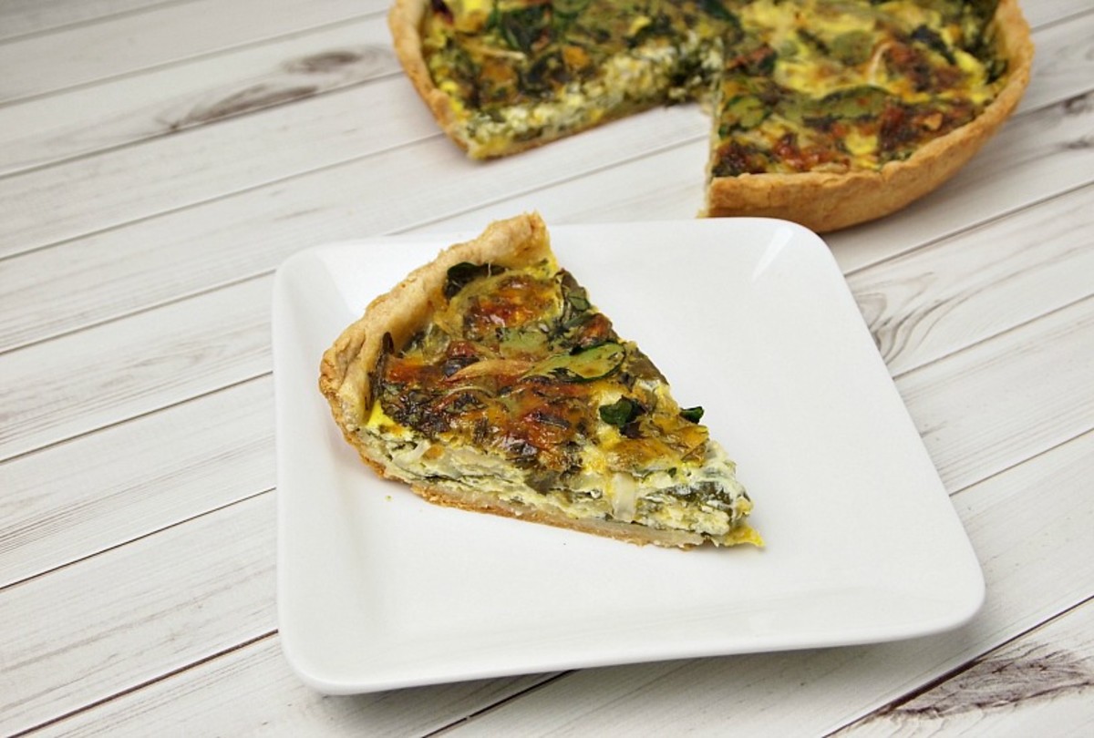 Caramelized Onion, Spinach and Blue Marble Quiche Jamie Geller