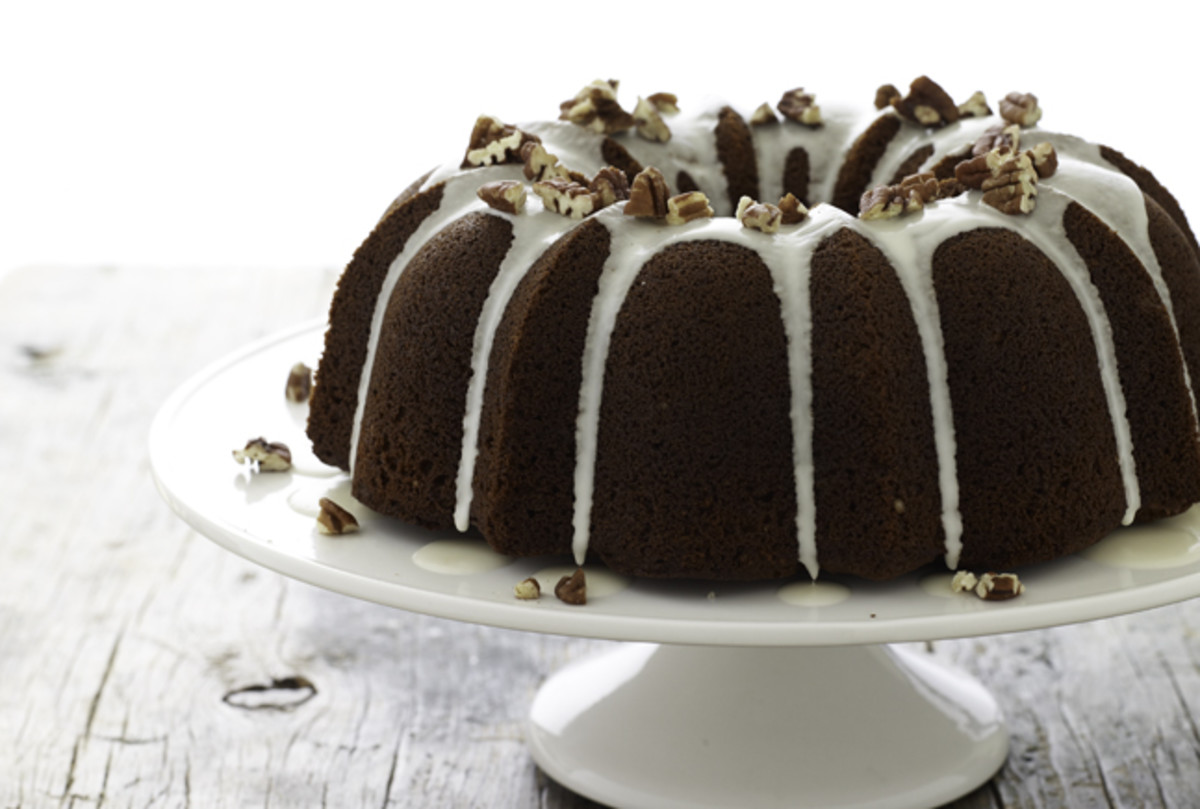 Molasses Spice Bundt Cake with Bourbon Pecan Glaze Jamie Geller
