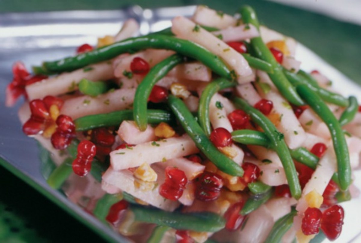 Jicama, Green Bean and Pomegranate Salad with Walnuts Jamie Geller