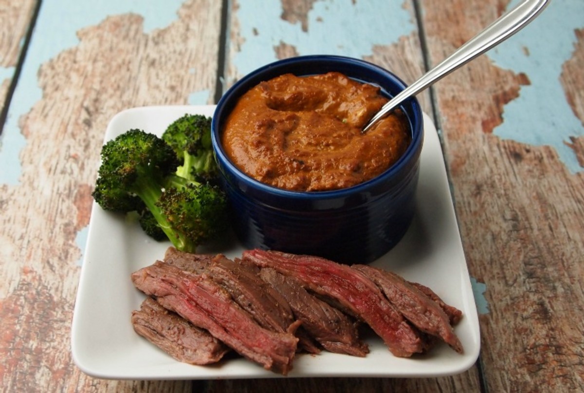 Grilled Skirt Steak with Almond Sauce Jamie Geller