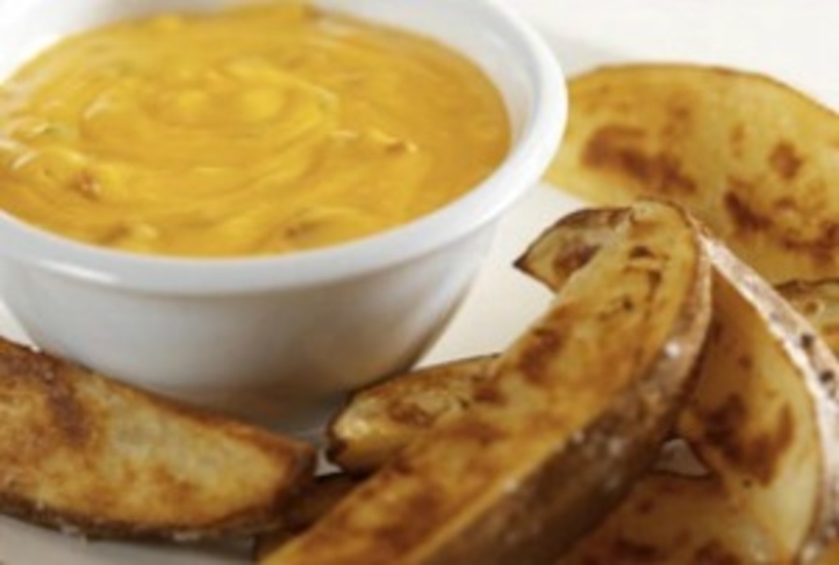 Roasted Potato Wedges with Cheddar Sauce Jamie Geller