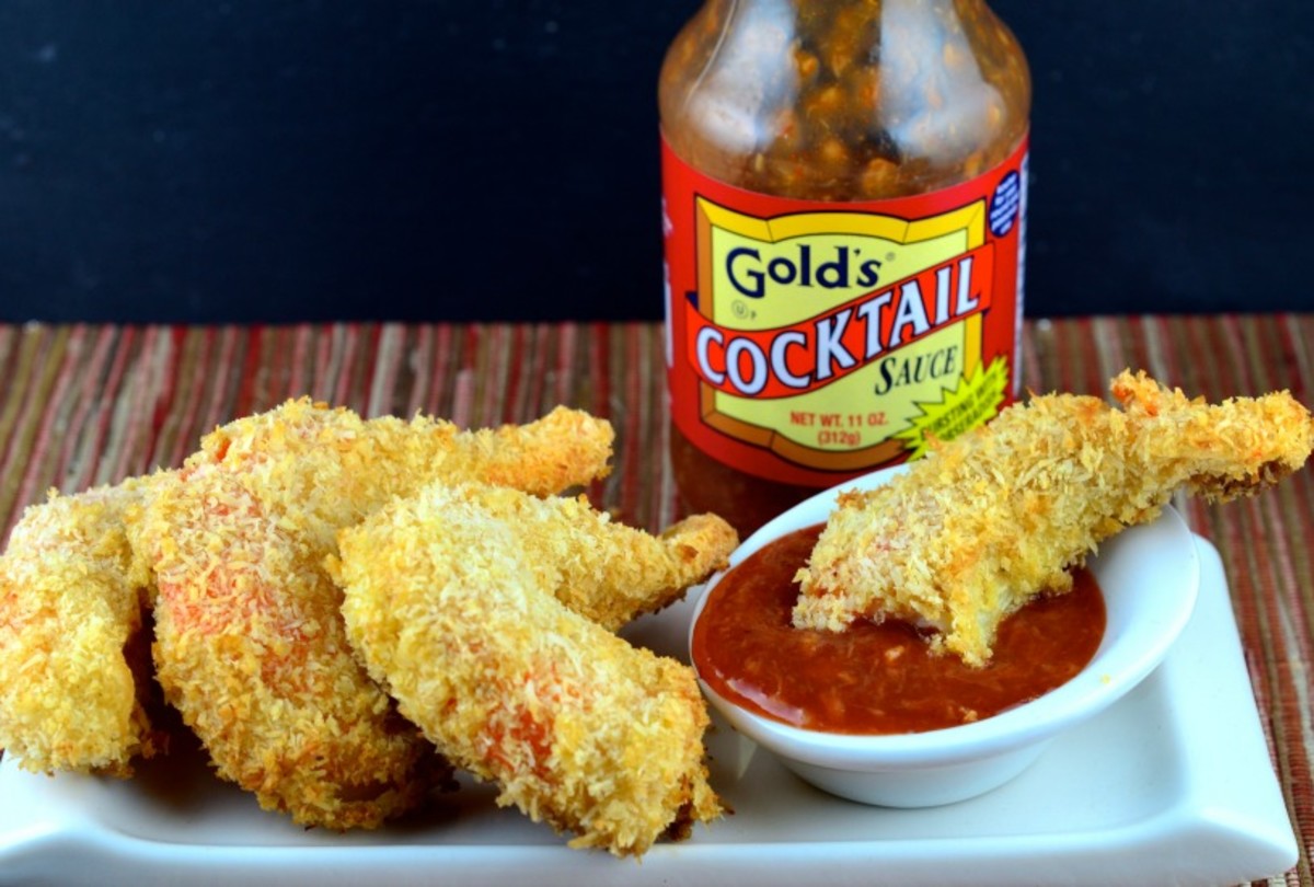 Baked Coconut “Shrimp” with Gold’s Cocktail Sauce Jamie Geller