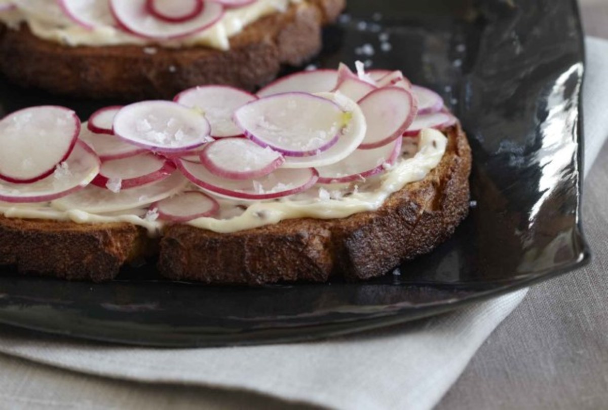 Radish Breakfast Sandwich with Caraway Butter Jamie Geller