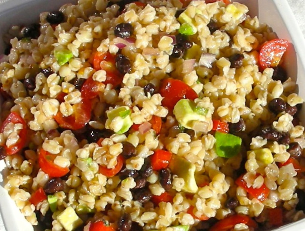 Wheatberry Salad with Black Beans, Bell Pepper and Avocado Jamie Geller