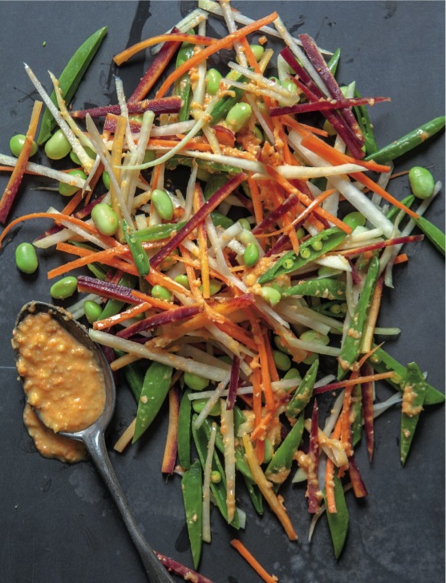 Kohlrabi, Edamame, and Carrots in Ginger Miso Marinade Jamie Geller