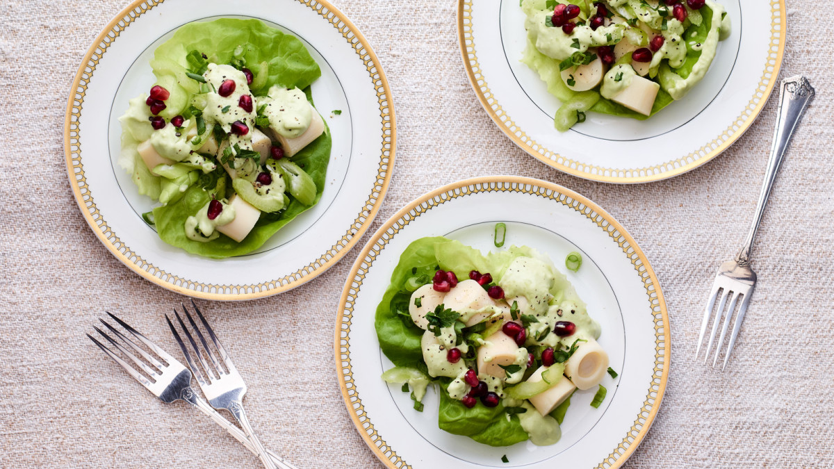 Hearts of Palm Salad with Creamy Avocado Dressing Jamie Geller