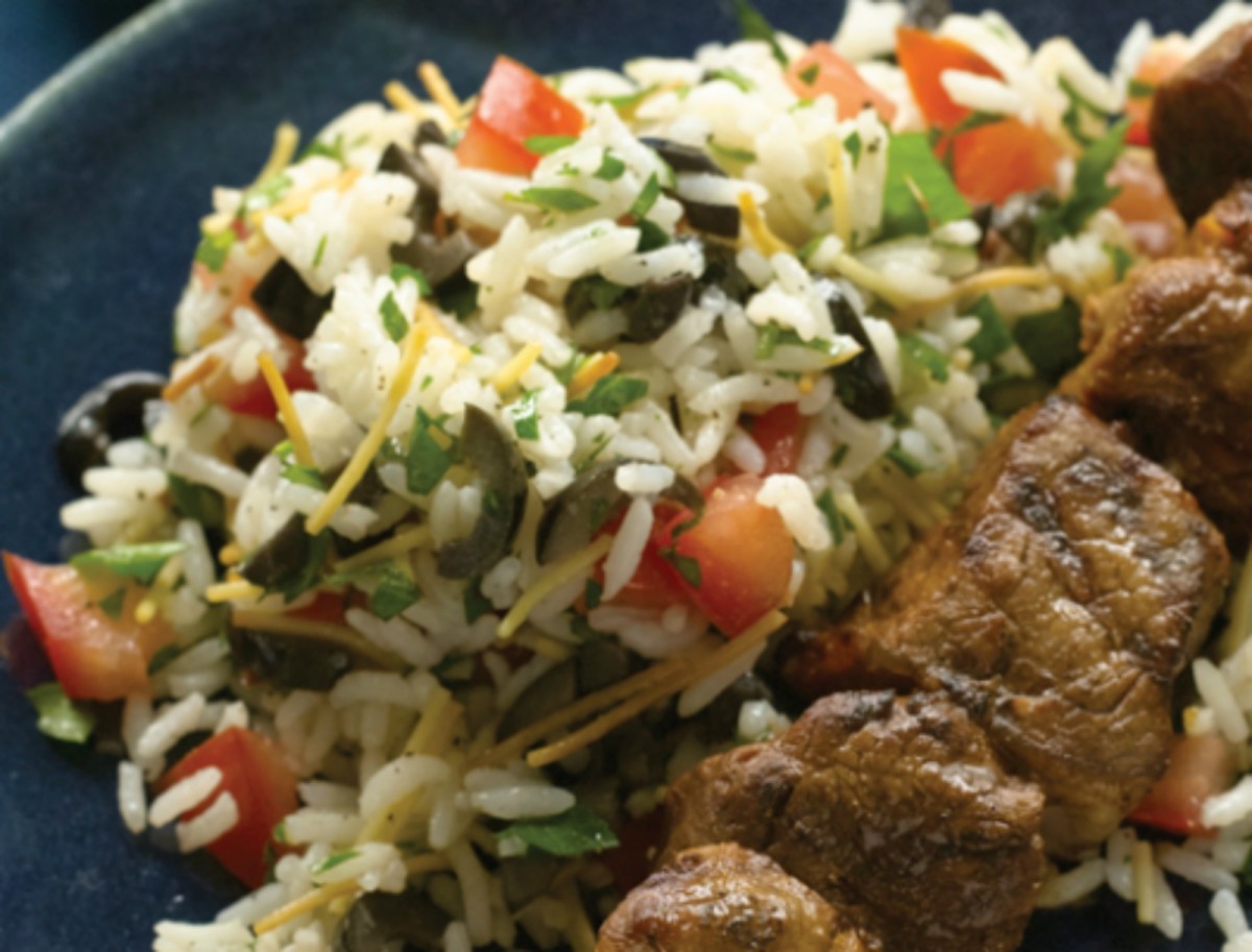 Rice Pilaf with Fresh Tomatoes, Olives, and Parsley
