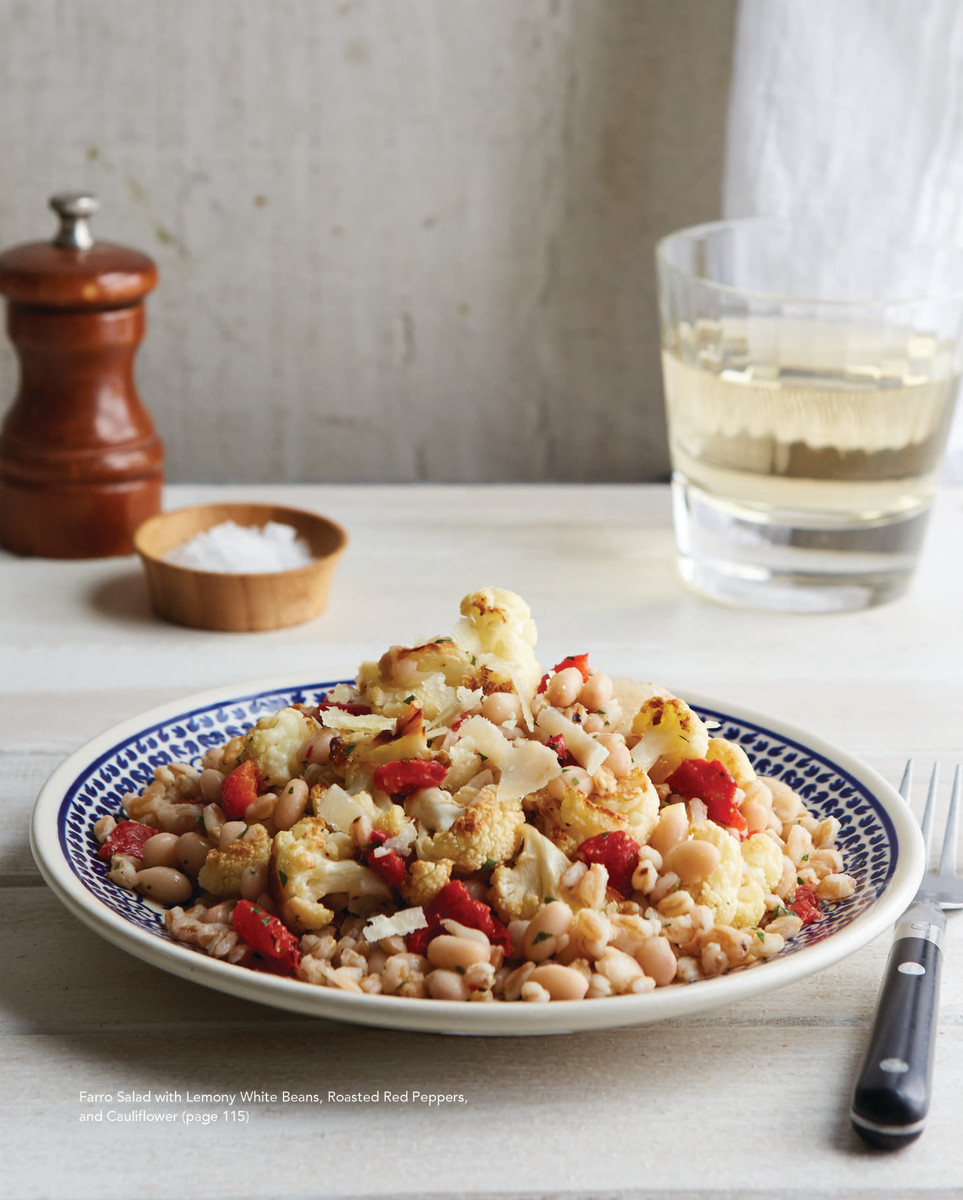 Farro Salad with Lemony White Beans, Roasted Red Peppers, and