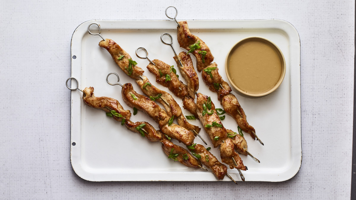 Chicken Satay with Almond Butter Dipping Sauce Jamie Geller